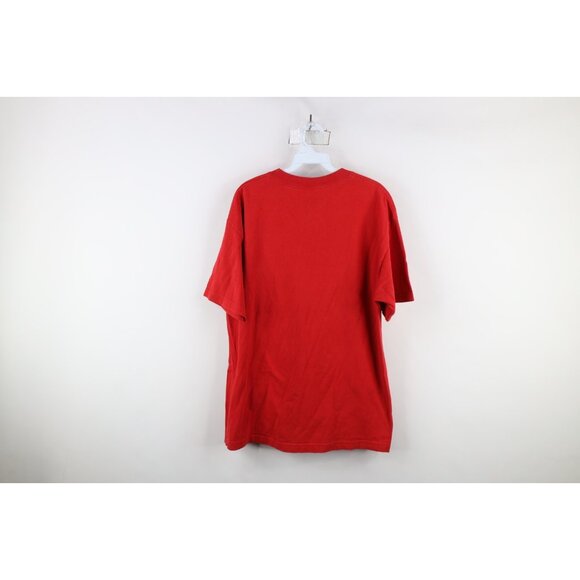 Vintage 90s Y2K Famous Stars and Straps Mens Large Faded Spell Out T-Shirt Red - Picture 9 of 11